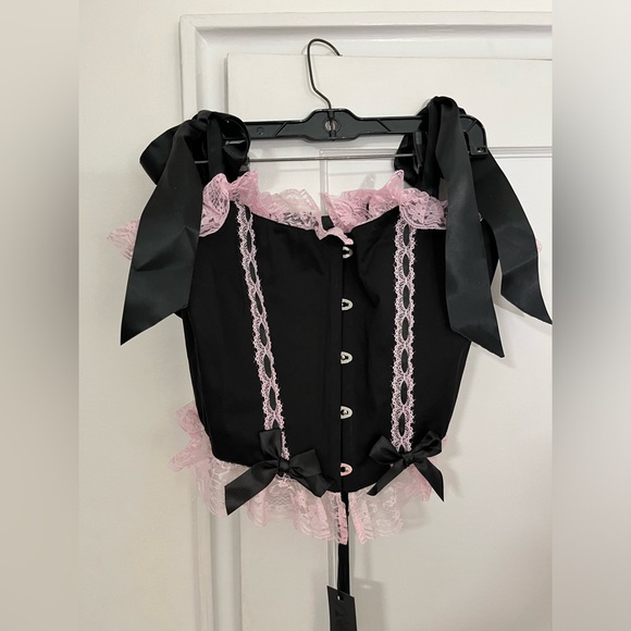 NWT - Widow x Dolls Kill Black & Pink THE CAKE TOPPER BUSTIER TOP - XL - Picture 7 of 11